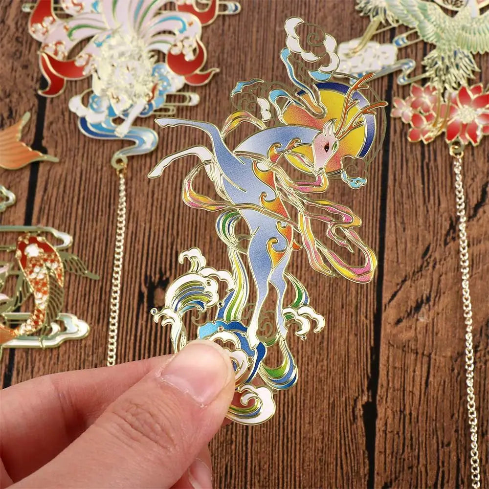 Office Page Clip Brass Animal Shape for Teachers Retro Book Clip Chinese Style Bookmark Hollow Book Mark Metal Bookmark Peaceful Pleasures Health and Wellness