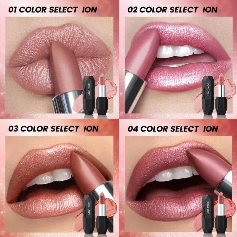 Metallic Lipstick – Frosted Bronze Gold Shimmer, Waterproof