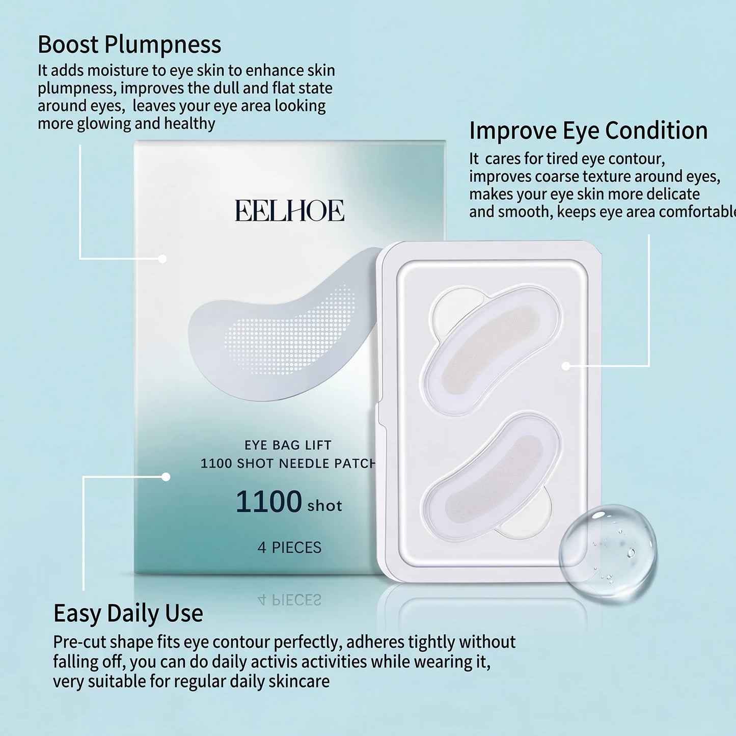 Dissolving Microneedle Eye Patches – Hyaluronic Acid & Collagen