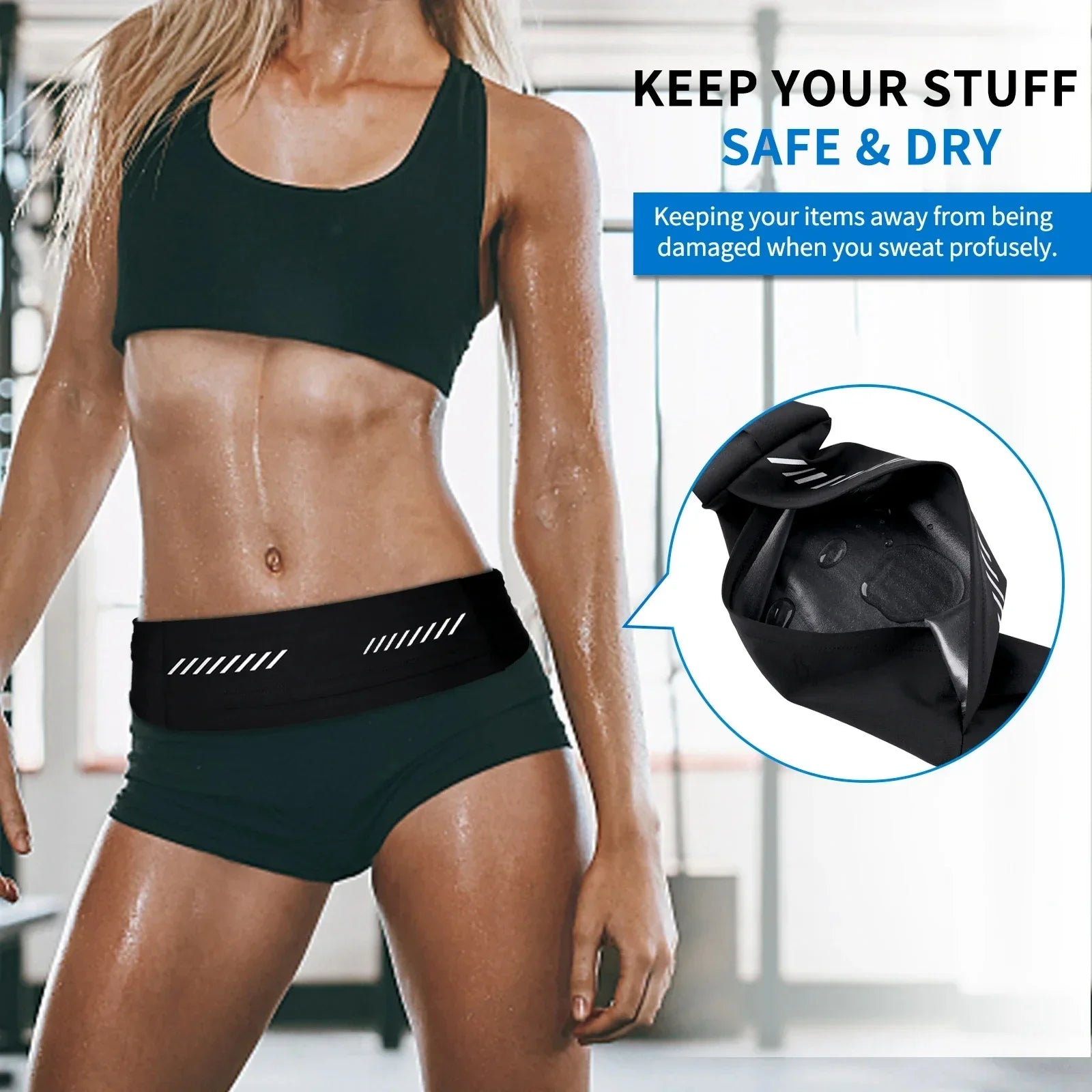 Sports Running Waist Belt Bag Ultra-Thin Waterproof Phone Pouch for iPhone 15 14 13 12 11 Pro Max AirPods Pro 3 Gym Workout Peaceful Pleasures Health and Wellness