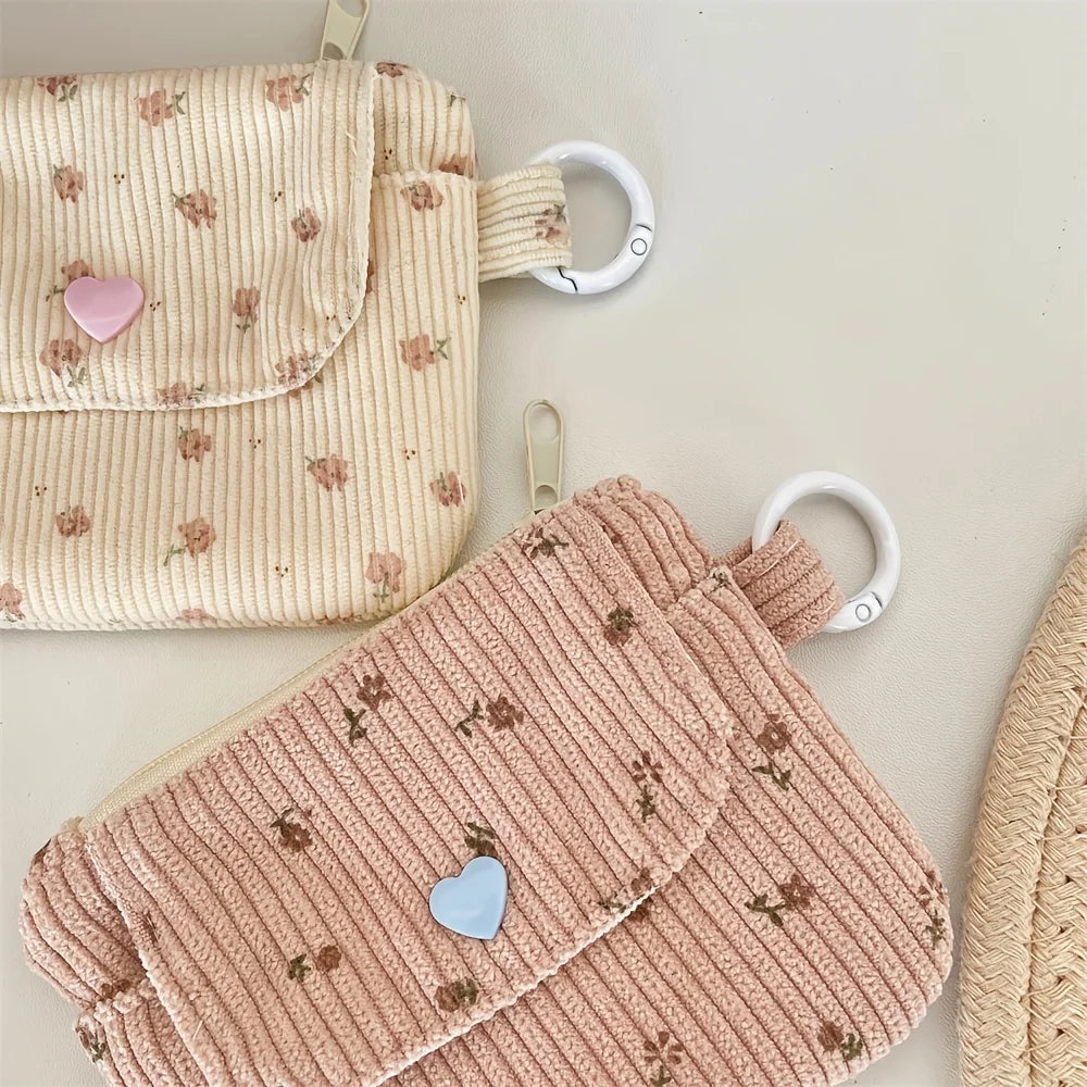Corduroy Coin Purse Women's Wallet Zipper Card & Makeup Bag