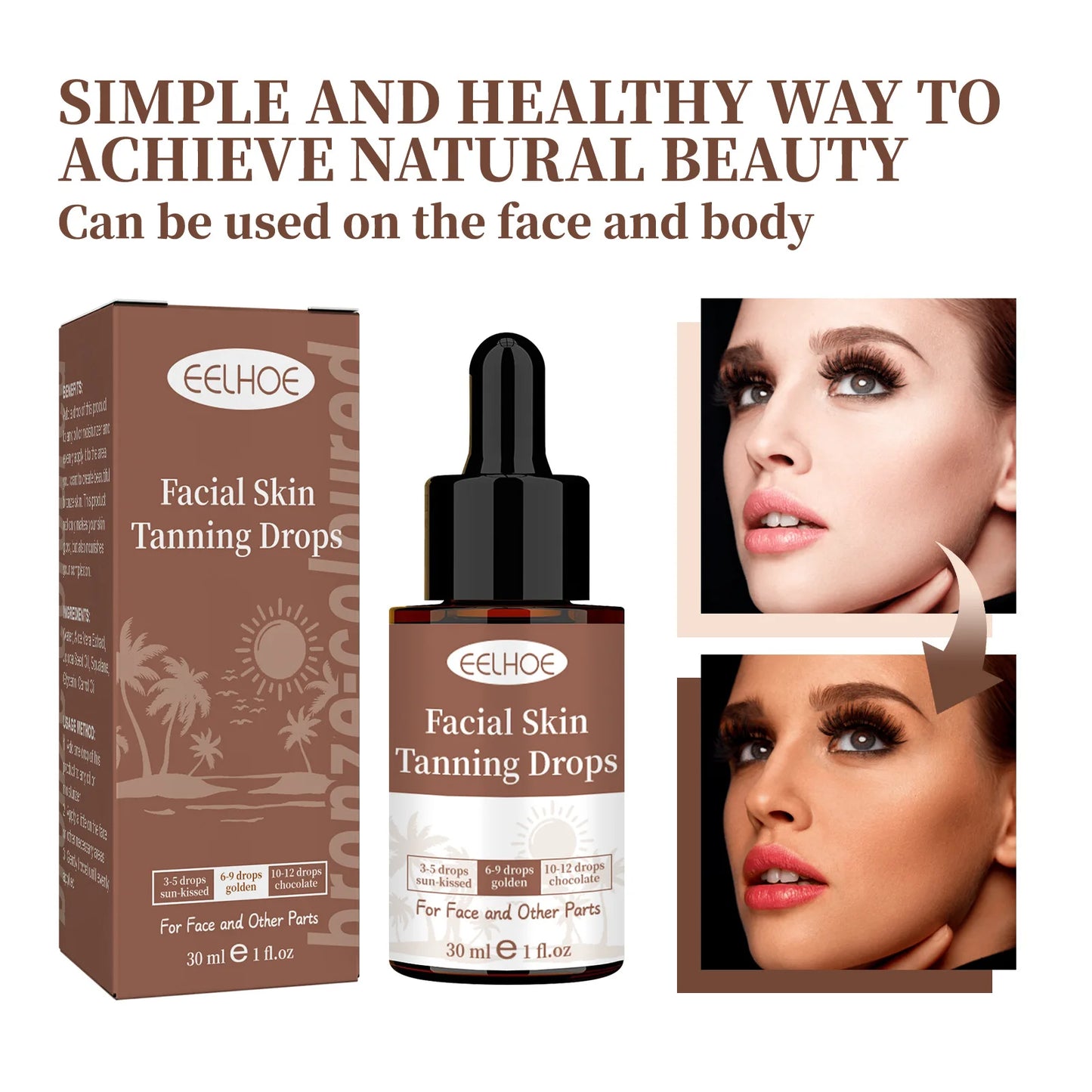 EELHOE Sunless Self-Tanning Drops Serum | Bronze Glow 30ml