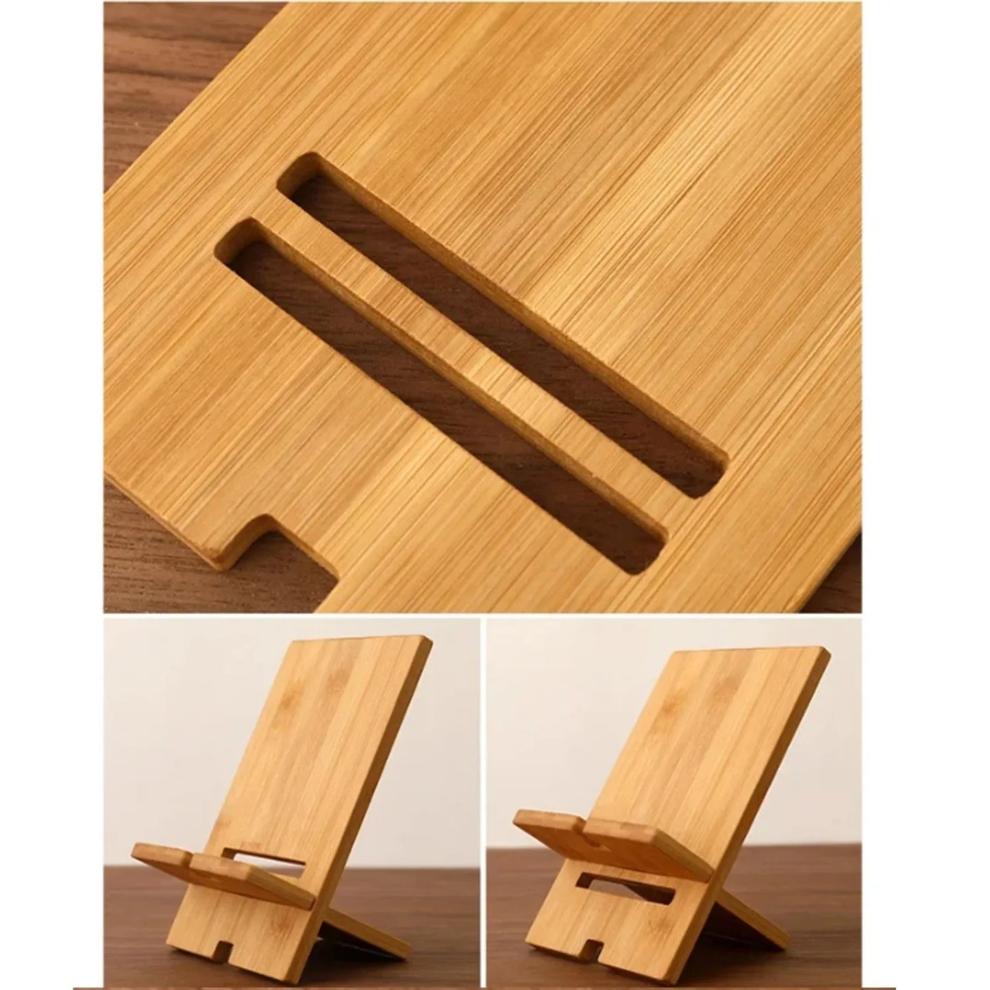 Desktop Bamboo Phone Holder Practical Wooden Smartphone Charging Stand Creative Lazy Multi-functional Stand Peaceful Pleasures Health and Wellness