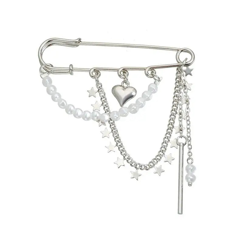 Retro Star Pearl Tassel Brooch Pin | Elegant Women's Accessory