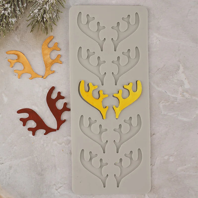 Christmas Themed Reindeer Antlers Silicone Mold Cake Decoration Chocolate Mold Peaceful Pleasures Health and Wellness