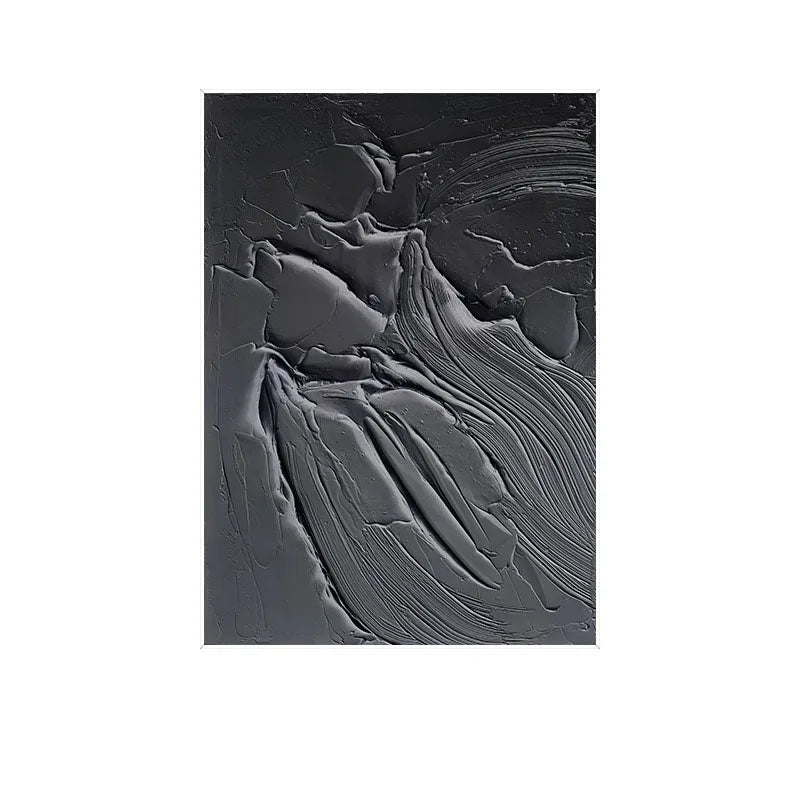 Hand-painted Oil Painting Black and White Modern Minimalist Entrance Three-dimensional Large Floor-to-ceiling Gypsum Painting Peaceful Pleasures Health and Wellness