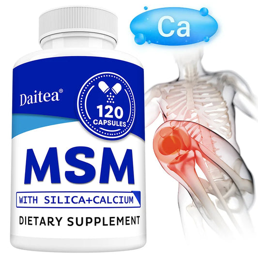 MSM with Silica + Calcium Capsules, 120 Servings – Supports Bone Health – Promotes Hair & Nail Health – Non-GMO, Gluten-Free Peaceful Pleasures Health and Wellness
