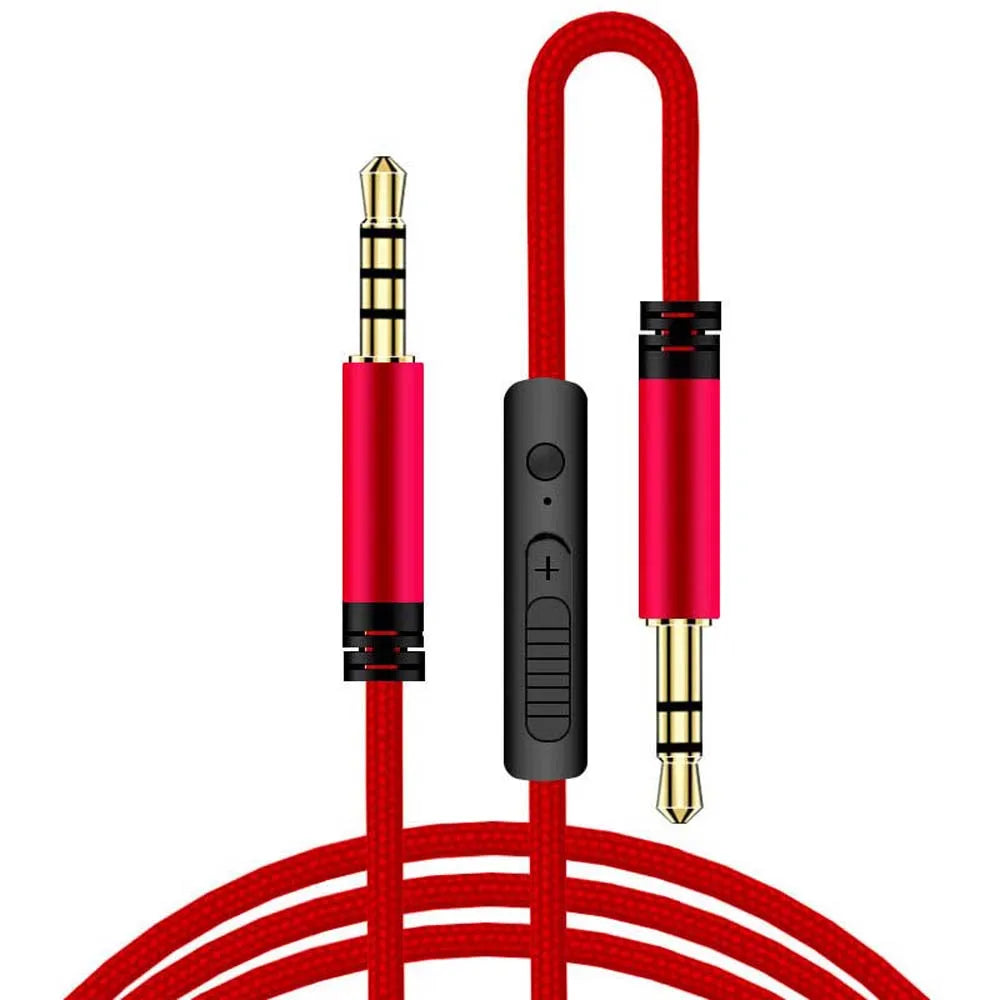1.2m Cord With Mic Gold-plated Plug Headphone Cord Speaker Line Volume control Aux Cable Audio Wire Audio Cable Car Aux Cord Peaceful Pleasures Health and Wellness