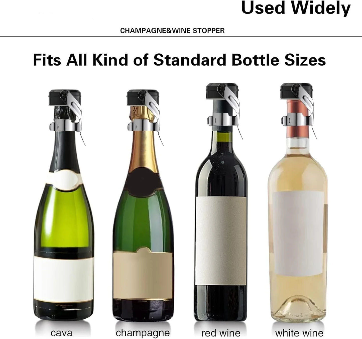 Champagne&Wine Bottle Stoppers Stainless Steel with Food Grade Silicone Leak Proof Keep Fresh Reusable Saver Prosecco Sparkling Peaceful Pleasures Health and Wellness
