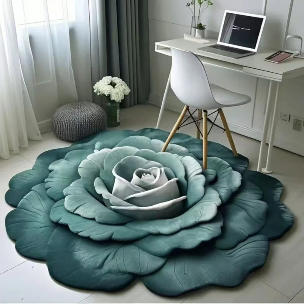 Baby Crawl Special-shaped Flower Carpet Sunflower Pastoral Peony Floor Mat Soft Non-slip Blanket Bedside Peaceful Pleasures Health and Wellness A