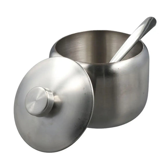 Stainless Steel Sugar Bowl with Lid & Spoon | Gold & Silver Sugar Bowl & Spice Jar Oasis Select