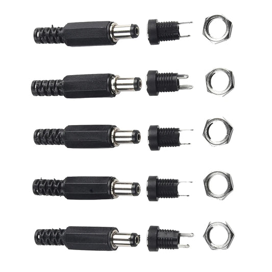 5 Pair 12V Male Female Socket Panel Mount DC Power Connector 5x2 Peaceful Pleasures Health and Wellness Black 1