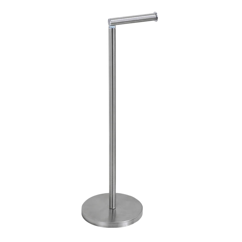 Free Standing Toilet Paper Holder Rack with Storage | Brushed Steel