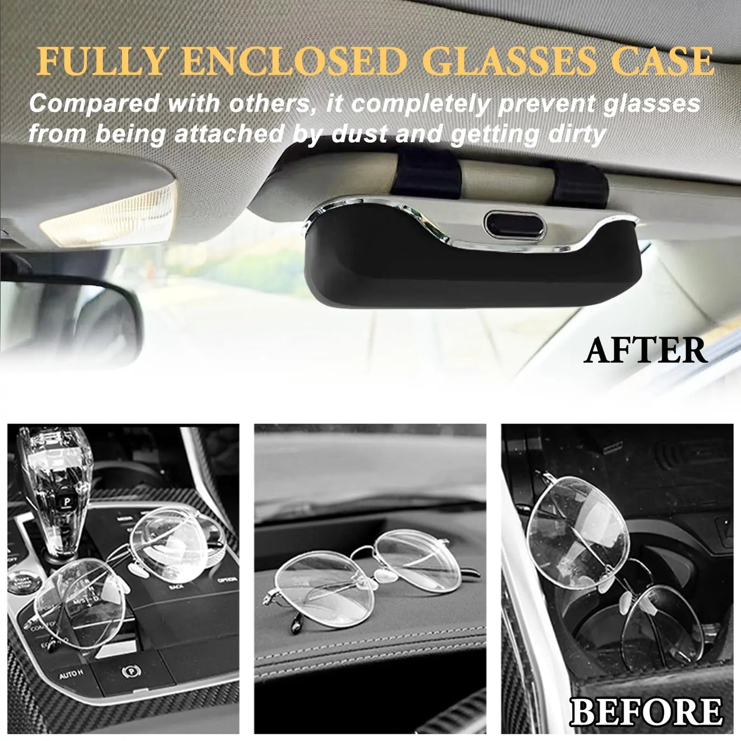 Car Sun Visor Glasses Holder – Snap-On Eyeglass Case