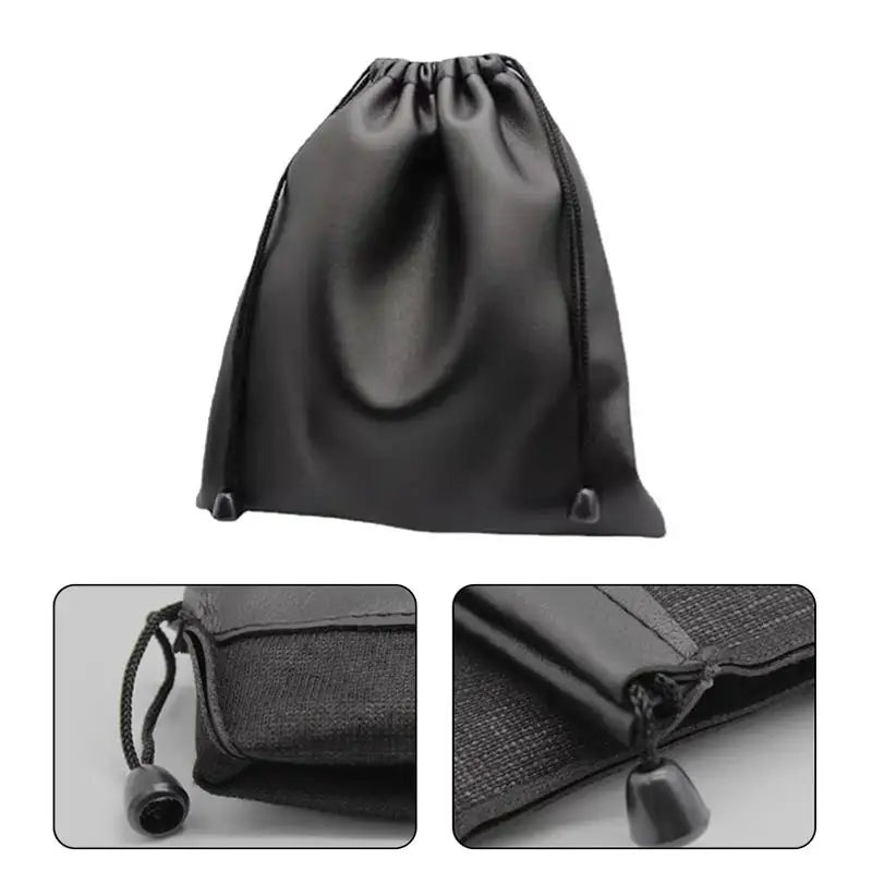 PU Leather Headphone Case Drawstring Pouch Large Capacity Dust Proof Headset Bag for Travel Cable Storage Black Peaceful Pleasures Health and Wellness