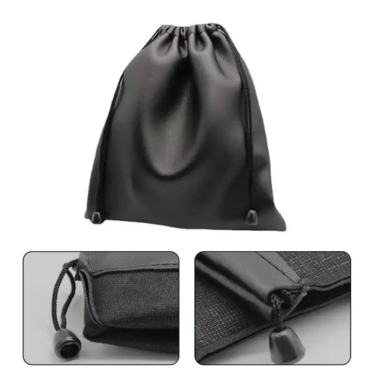 PU Leather Headphone Case Drawstring Pouch Large Capacity Dust Proof Headset Bag for Travel Cable Storage Black Peaceful Pleasures Health and Wellness