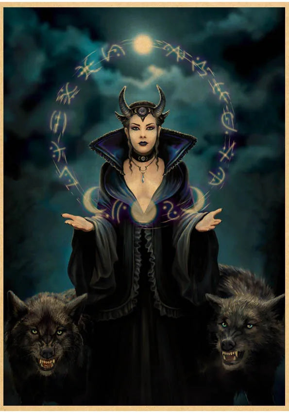 Kitchen Witch Retro Canvas Wall Art Poster | Vintage Brew Print