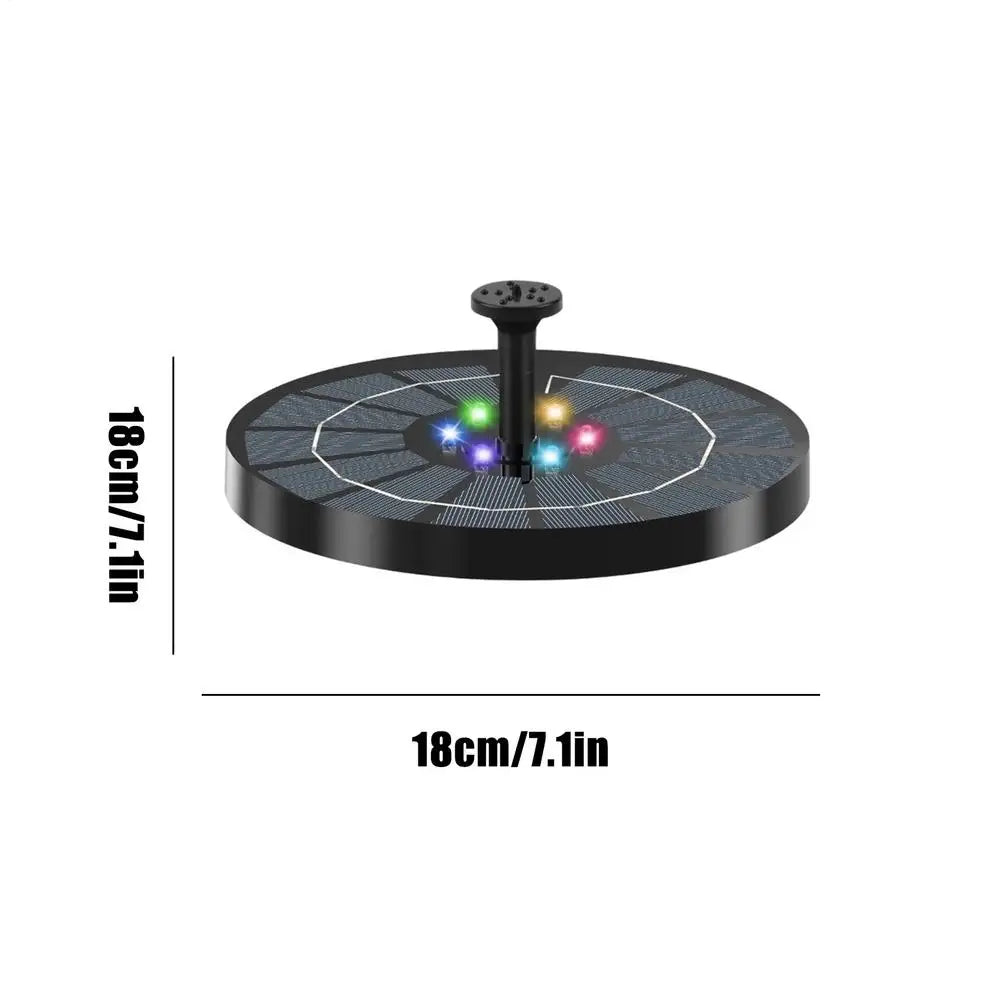 Floating Solar Bird Bath Fountain with LED Lights Water Pump for Outdoor Garden, Pool Fountain for Backyard Patio Fish Tank Deck Peaceful Pleasures Health and Wellness Black