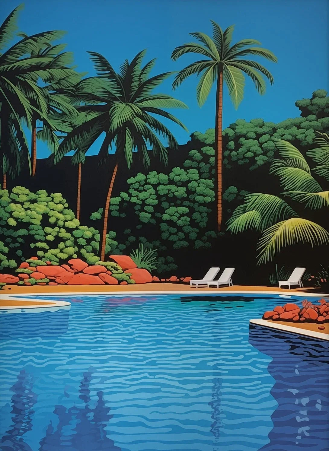 Vintage Hiroshi Nagai Pop Poster Retro 80's Beach Summer Pool Surrealism Canvas Painting Wall Art for Living Room Home Deco Peaceful Pleasures Health and Wellness 16 40x50cm Unframed