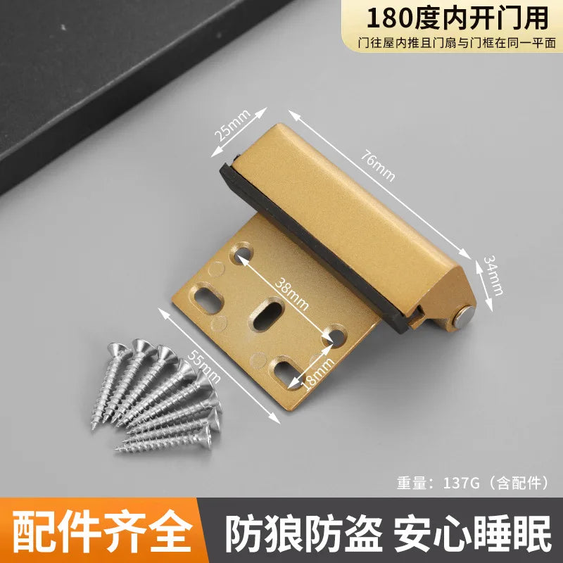 Home Security Door Lock with Screws,Childproof Door Reinforcement Locks, 3 Inch Stop for Inward Swinging Door,Upgrade Night Lock Peaceful Pleasures Health and Wellness Gold