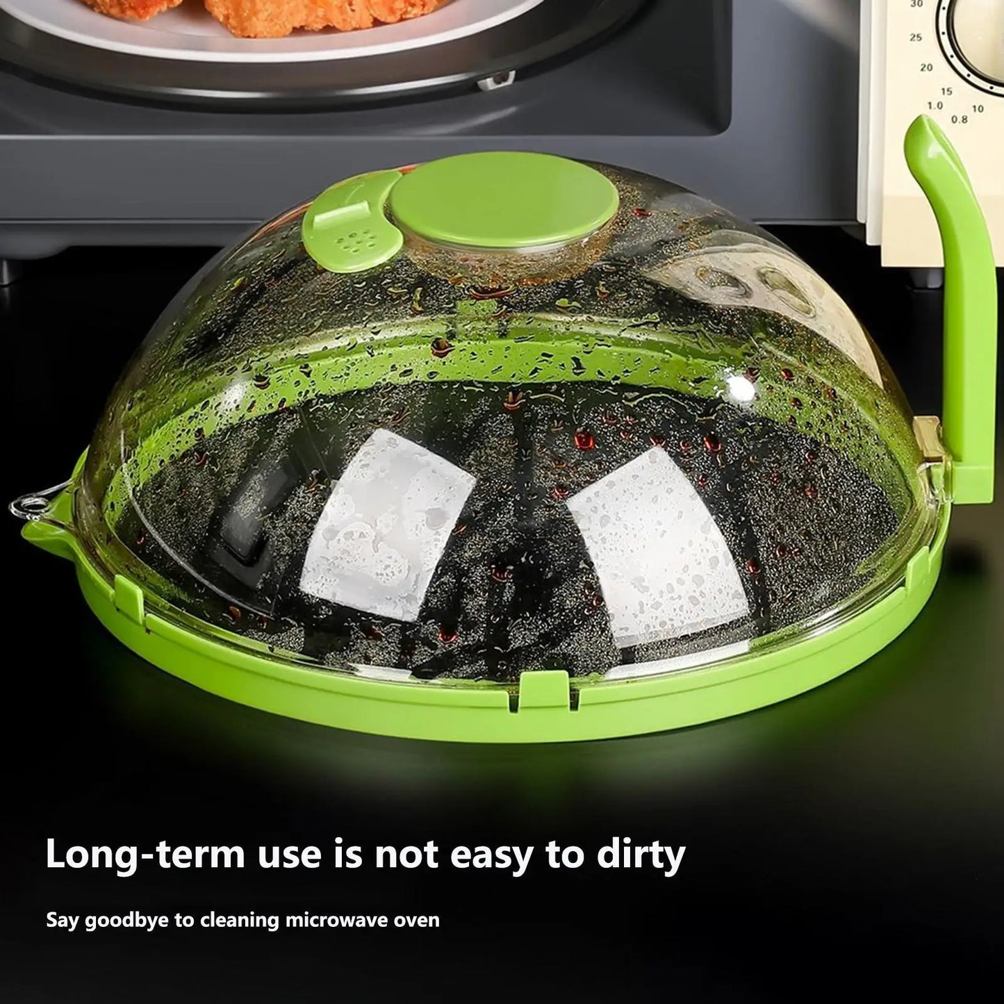 Clear Microwave Splatter Cover with Steam Vent & Handle