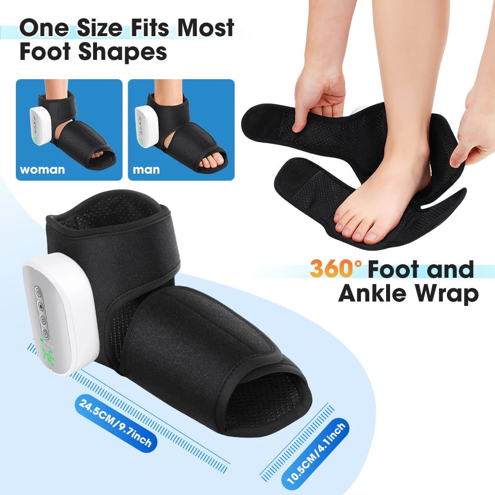 2026 New 3 Mode 4 Level Dual Airbag Foot Ankle Massager Cordless Heated Foot Massager with Air Compression for Plantar Fasciitis Peaceful Pleasures Health and Wellness