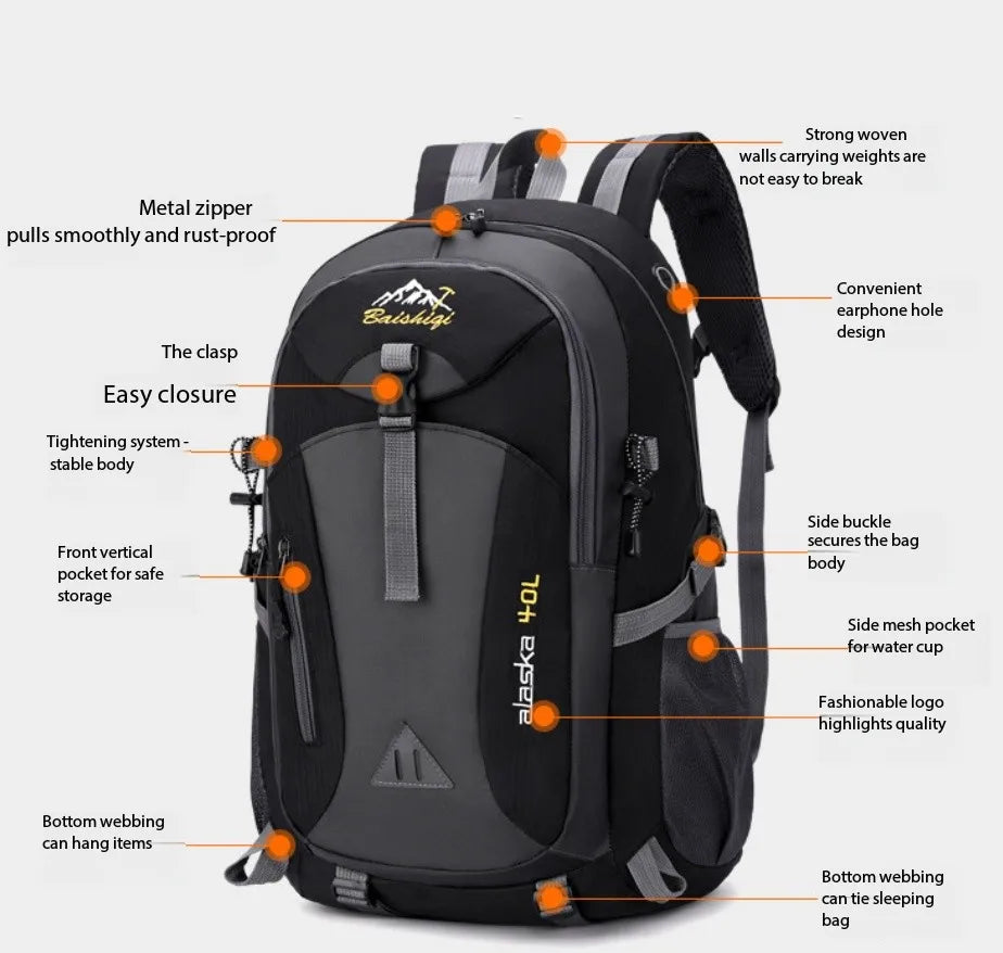 Outdoor Sports Backpack Water-Resistant Hiking Backpack for Men Leisure Travel Sports Bag New Camping Mountaineering Backpack Peaceful Pleasures Health and Wellness