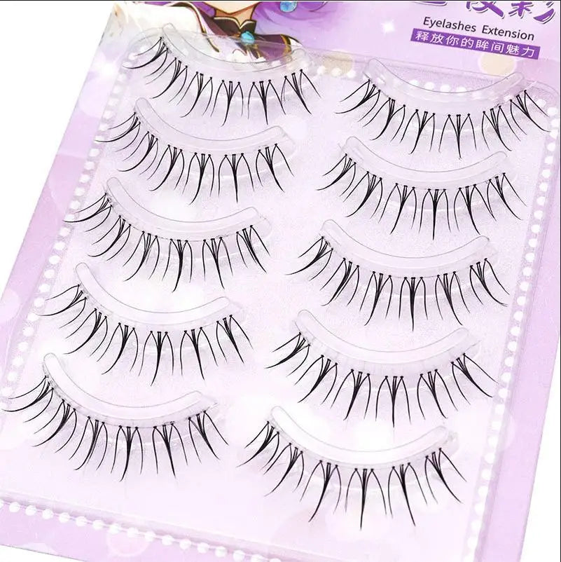 U Shape Korean False Eyelashes – 5 Pairs Natural Strip Lashes