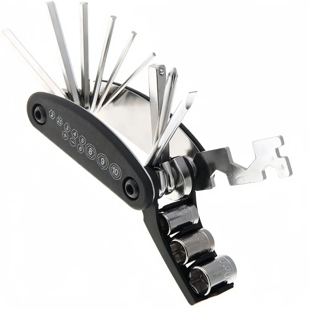 Bike Tire Repair Tool Kit 16-in-1 Bike Multitool hexagonal wrench Portable Socket Screwdriver Used for Road Mountain Bike Peaceful Pleasures Health and Wellness
