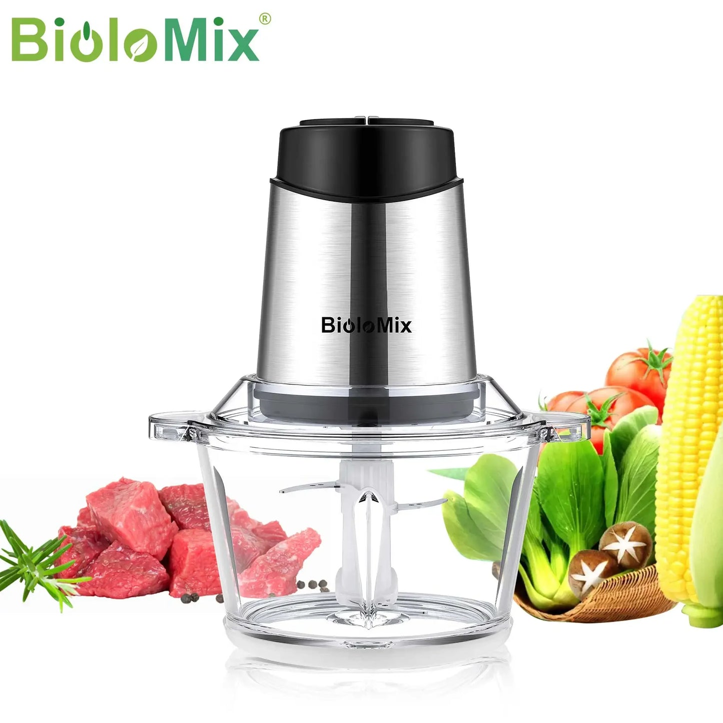 BioloMix 1.8L Glass Bowl Food Processor – 500W, 2-Speed Food Processor Peaceful Pleasures Health and Wellness