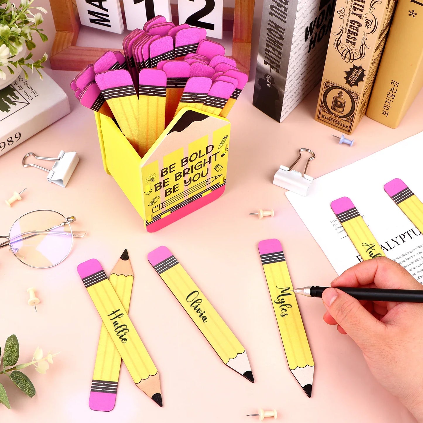 101-Piece Flip Name Sticks Set with Wooden Storage Cup