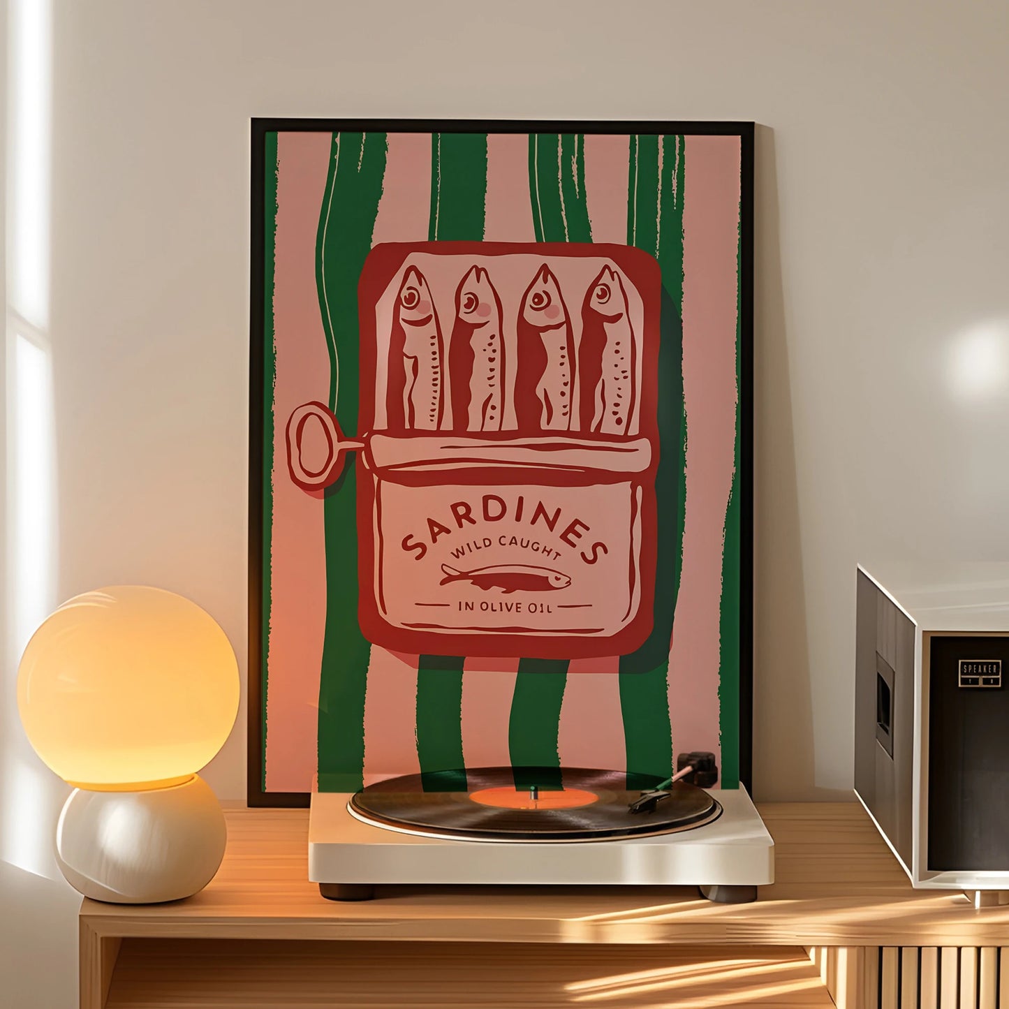 Vintage Cartoon Olive Oil Sardines Wall Art Prints Canvas Painting Poster Picture For Living BedRoom Home Decor Peaceful Pleasures Health and Wellness