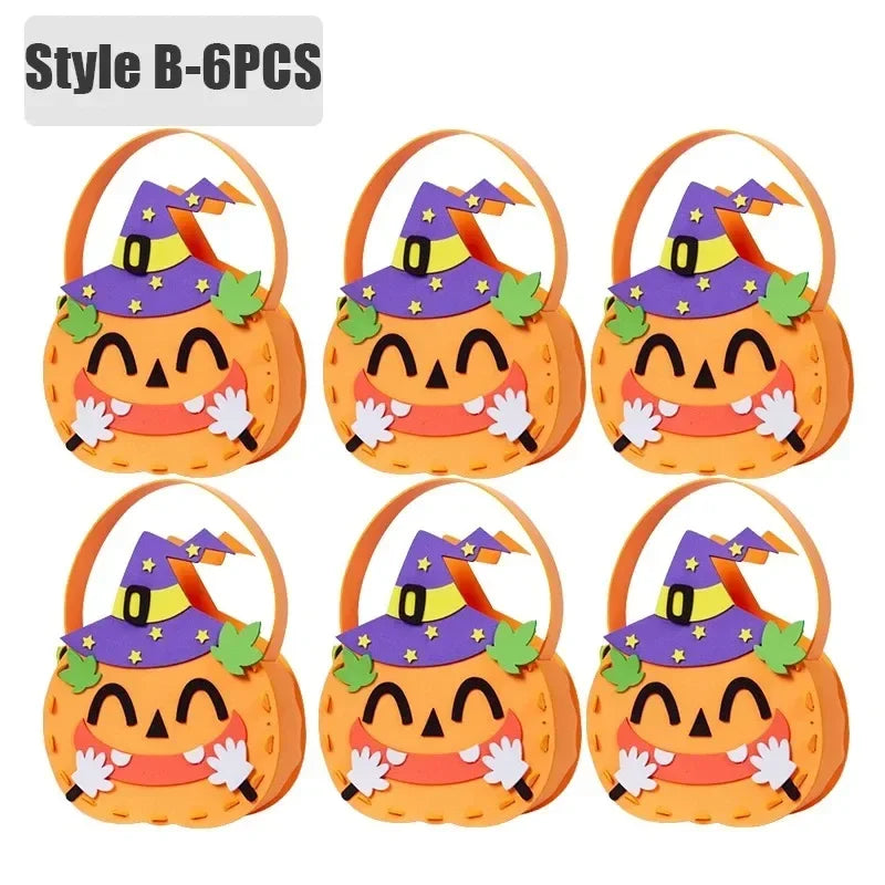 Halloween Felt Pumpkin Trick or Treat Bags with Handle | 1-6 Pack