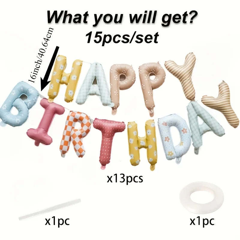 Happy Birthday Foil Balloon Banner – 16" Reusable Letters