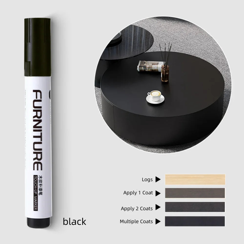 Furniture Markers Touch Up, Wood Floor Scratch Repair Kit, 12 Colors Markers for Scratches, Stains, Wood Floors, Tables, Desks Peaceful Pleasures Health and Wellness black
