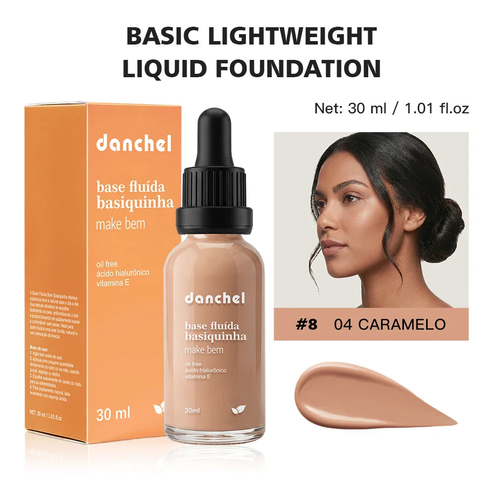 Danchel Matte Liquid Foundation – 12 Shades, Oil Control