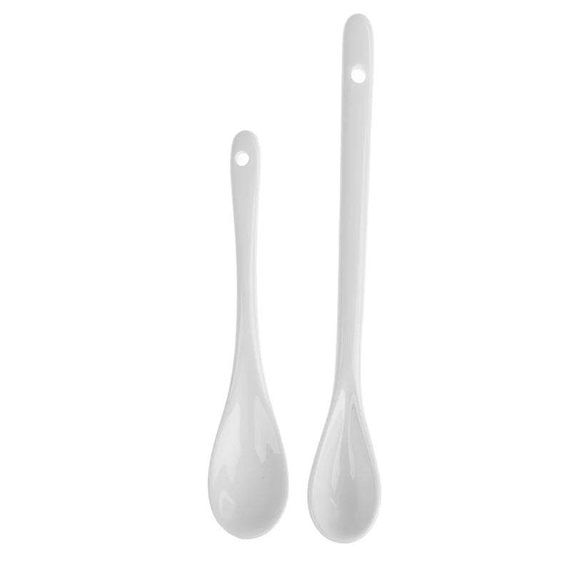 White Ceramic Porcelain Spoons – Coffee Tea Dessert Cutlery
