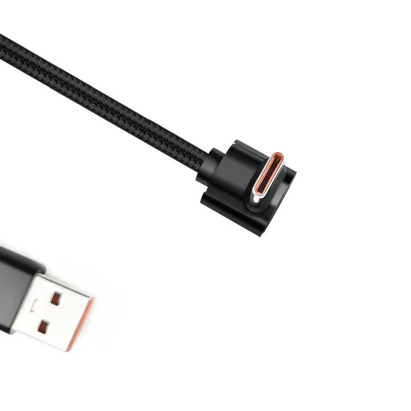90° Right Angle USB-C Fast Charging Cable – Nylon Braided 3A Peaceful Pleasures Health and Wellness