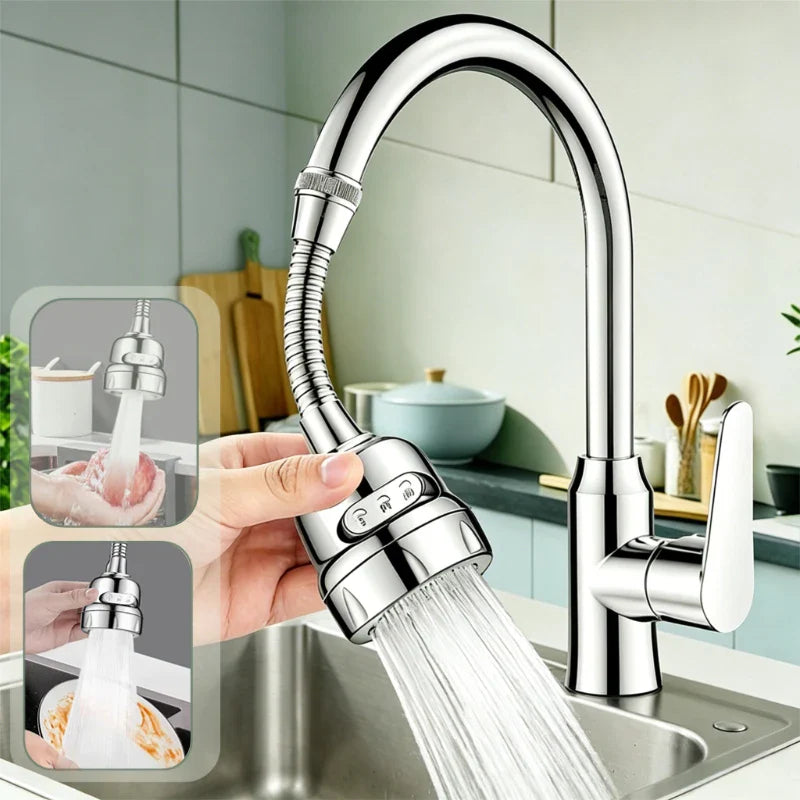 3-Mode 360° Rotating Kitchen Faucet Extender & Water Saver
