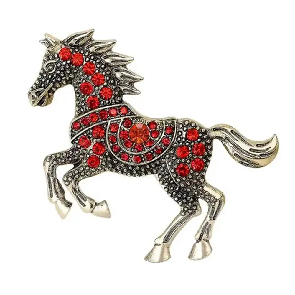 Rhinestone Horse Brooch | Enamel Zodiac Animal Pin for Women Enamel Brooch Pin Peaceful Pleasures Health and Wellness C