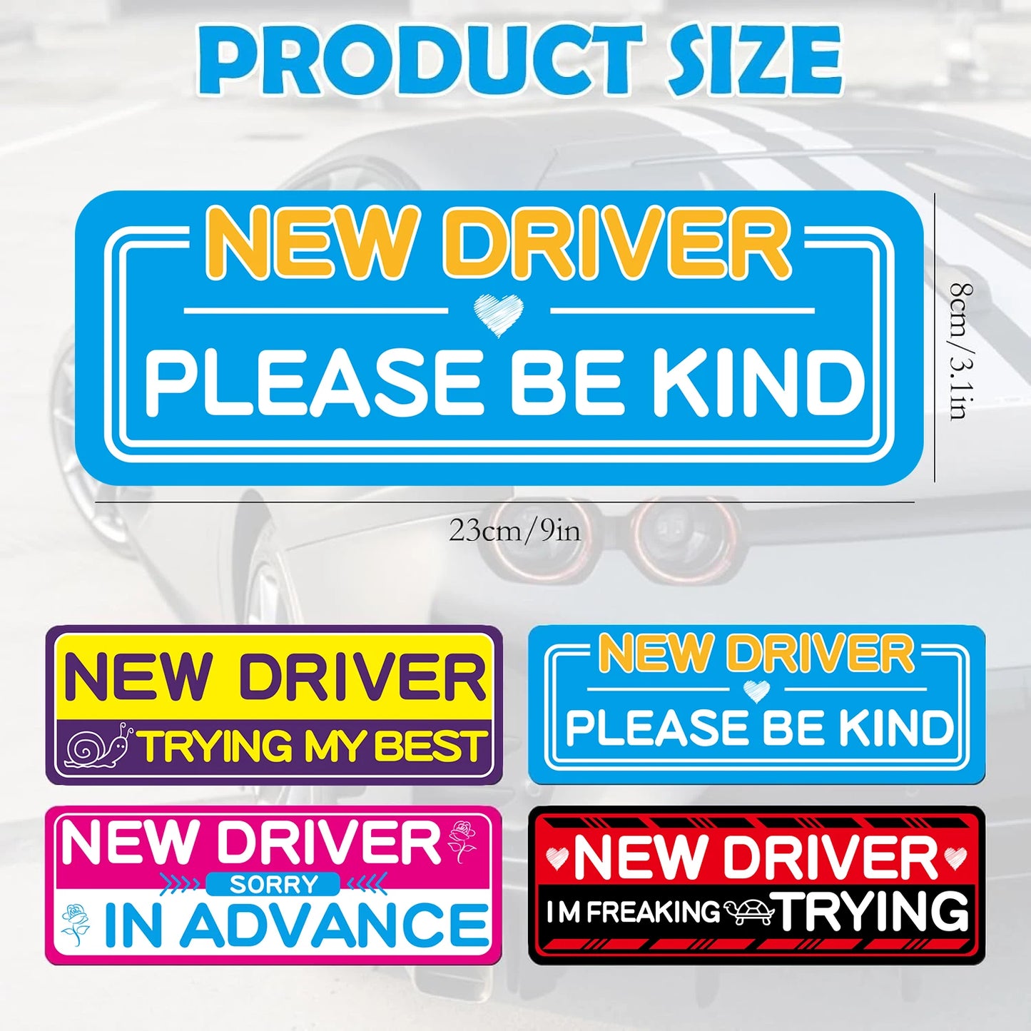 4-Pack Reflective Student Driver Car Magnet Stickers | New Driver