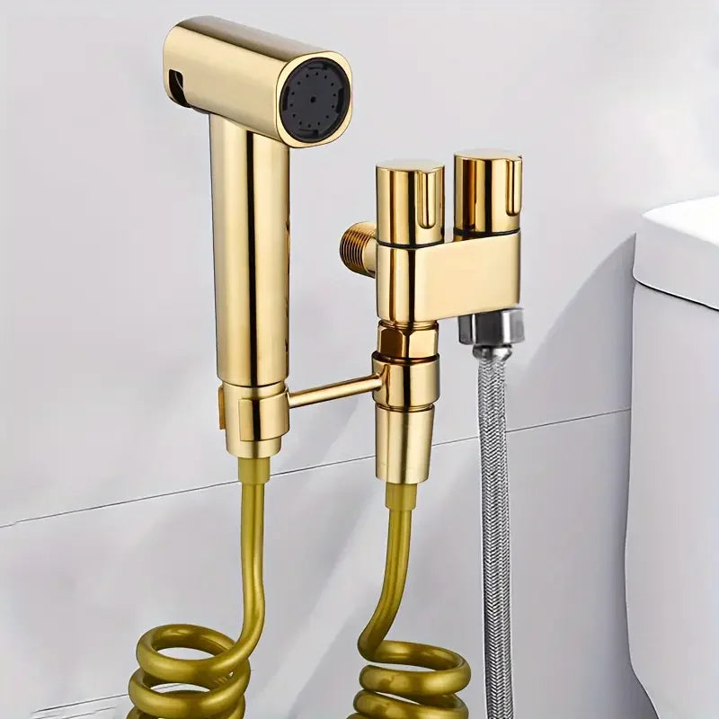Gold Wall-Mounted Bidet Sprayer | Handheld Toilet Spray & 2m Hose