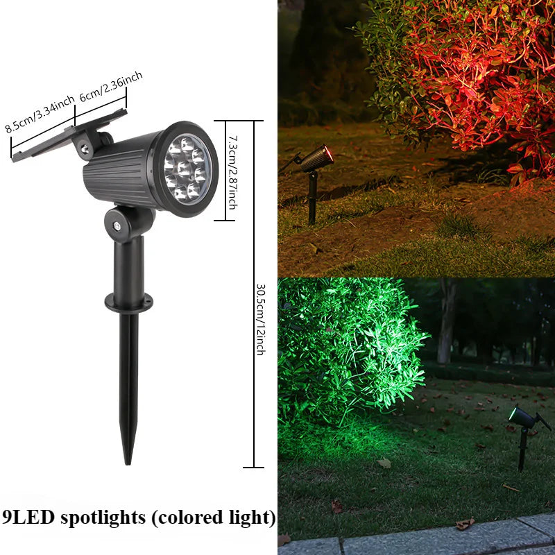 9 LED Solar Spotlights IP65 Waterproof Dimmable Outdoor Garden