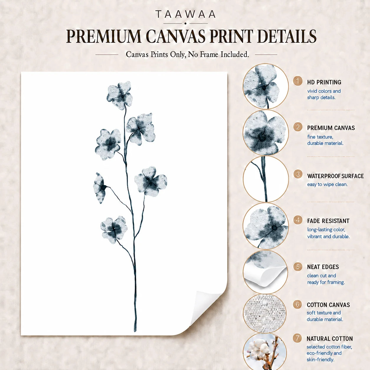 Nordic Botanical Green Leaf Canvas Print | Minimalist Wall Art Botanical Canvas Print Peaceful Pleasures Health and Wellness