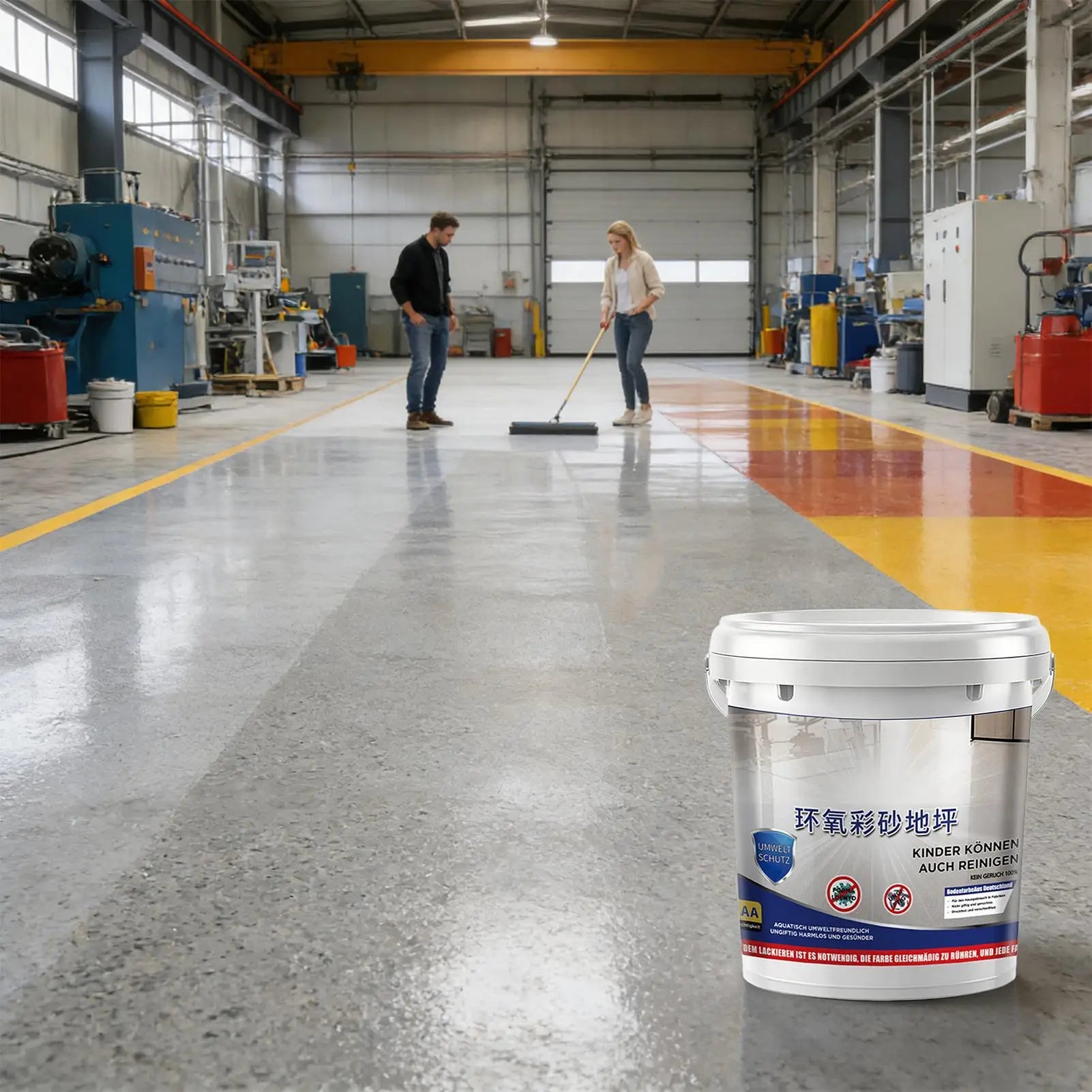 Epoxy Sand Floor Paint Quick Drying High-Gloss Self-Leveling Concrete Coating for Indoor Garage Shower Room Home Building Peaceful Pleasures Health and Wellness