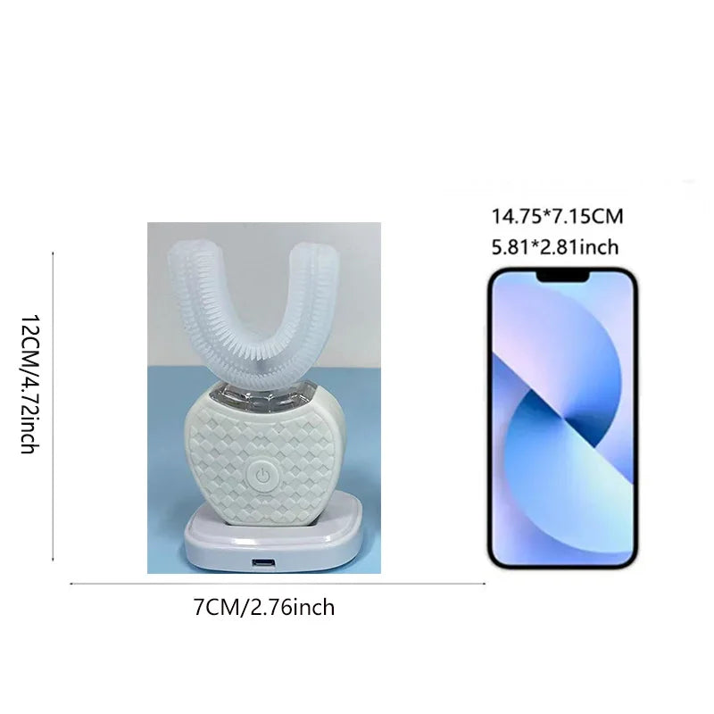 U-shaped electric toothbrush with ultrasonic oral cleaner, featuring soft bristles and an adult whitening tool Peaceful Pleasures Health and Wellness