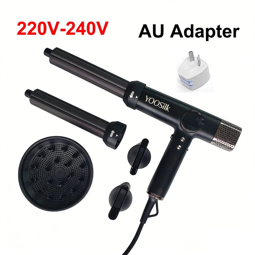 5-in-1 Negative Ion Hair Dryer with Air Warp Styling Curling Iron 1800W Powerful High Speed Low Noise Brushless Blow Dryer Peaceful Pleasures Health and Wellness AU plug