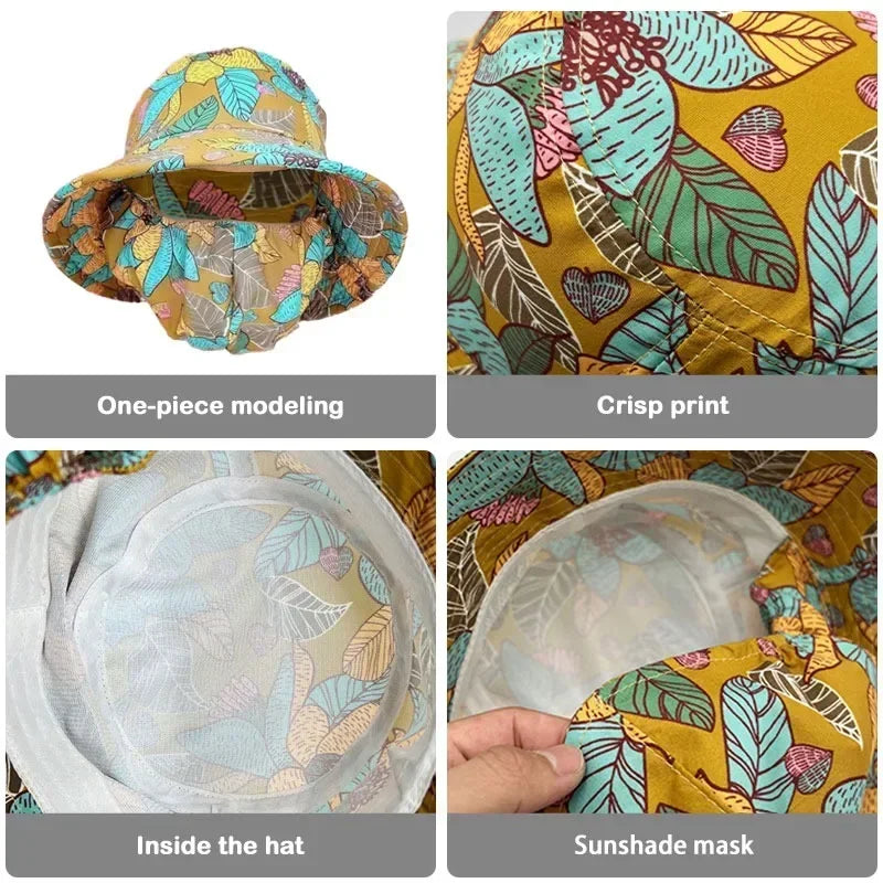 Women's Wide Brim Floral UV Sun Hat – Beach, Garden & Cycling