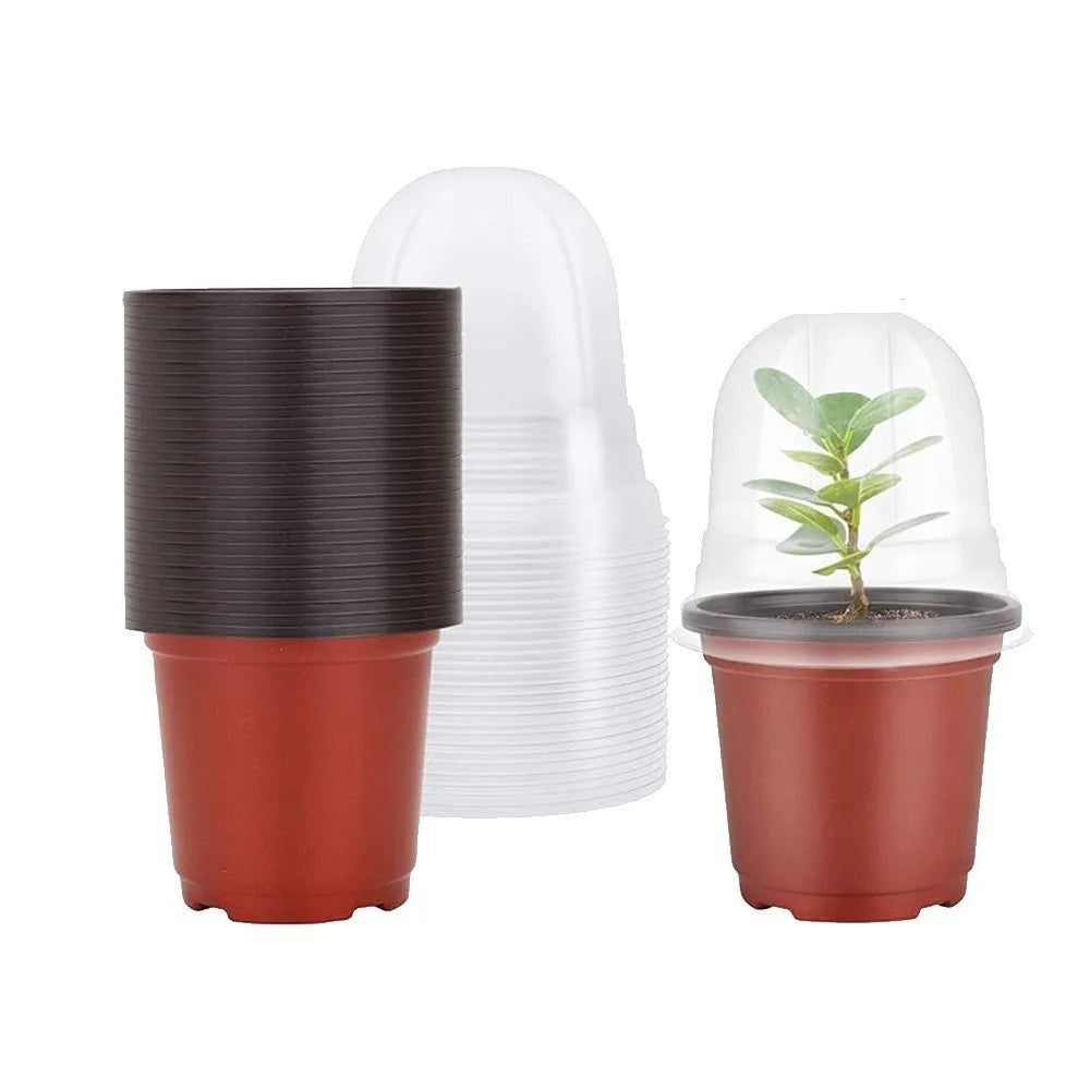 18-Piece Nursery Pots with Humidity Dome Lids – Clear Plastic