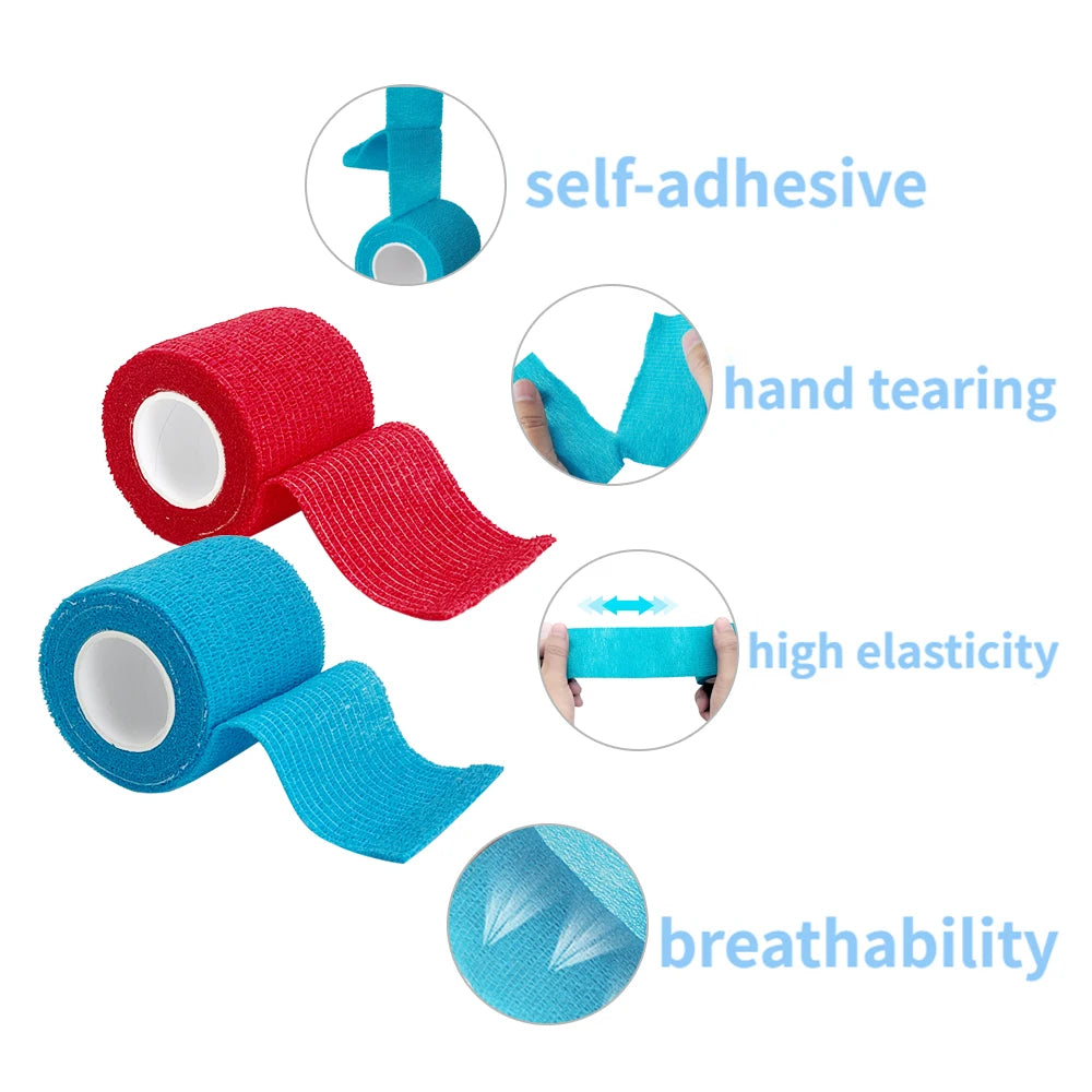 2.5/5/10cm*4.8m Gauze Bandage Self-adhesive Breathable Elastic Bandages for Sports Fixing Finger Wrist Leg Sports Protector Peaceful Pleasures Health and Wellness
